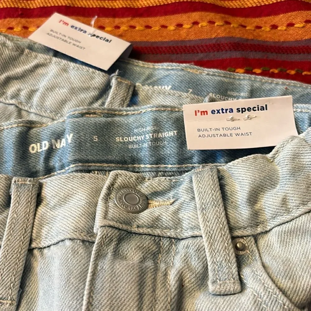 Old Navy Girls High-Rise Slouchy Straight Cut Off Distressed Denim Short